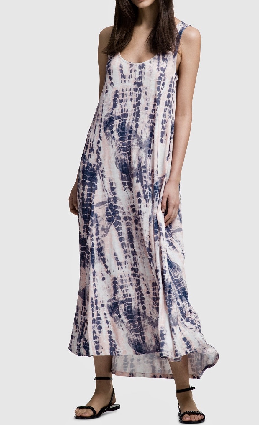 DKNY PRINTED SLEEVELESS MAXI DRESS