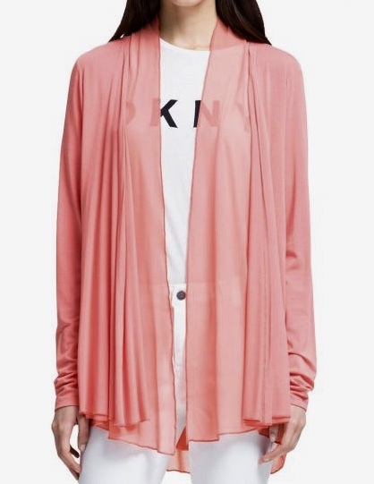 DKNY DRAPED OPEN-FRONT BLAZER CORAL BEAD