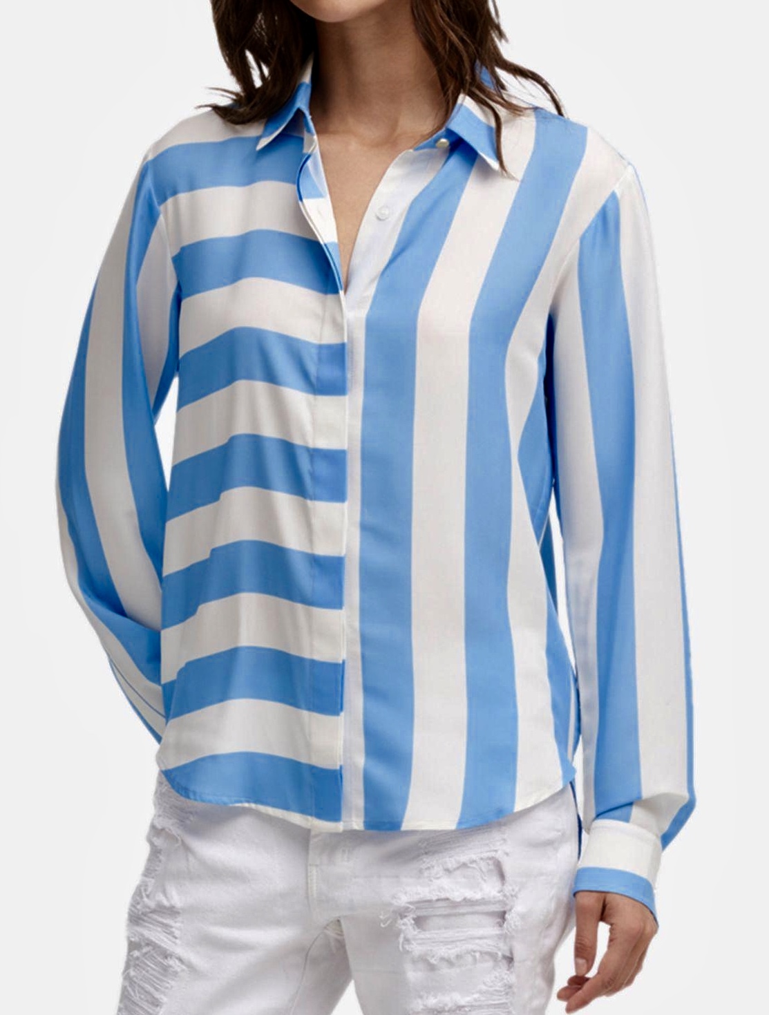 DKNY MULTI-STRIPE SHIRT IVORYCHAMBRAY