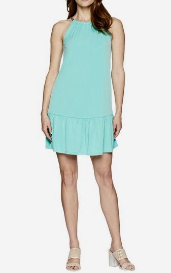 MICHAEL KORS HALTER DRESS AQUA