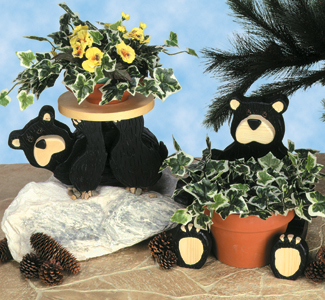 Black Bear Flower Pot Holds