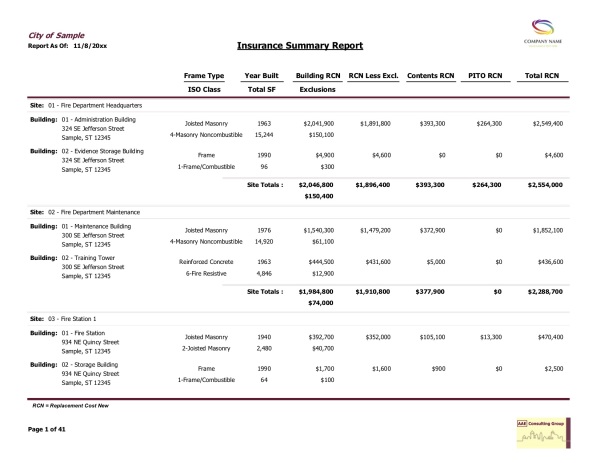 Insurance Summary Report - AAE Consulting