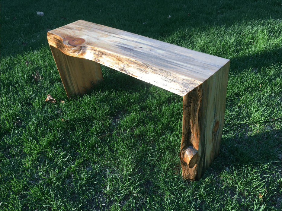 Live-edge waterfall bench