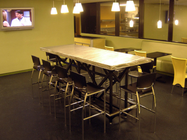 8' Bar Height Stainless and Carbon Steel Cafeteria Table