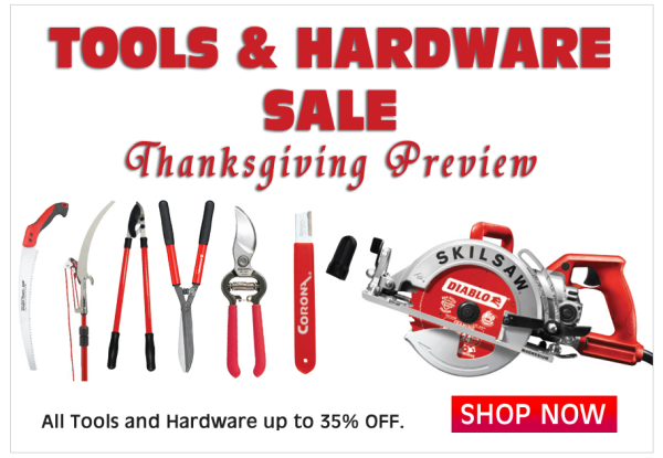 E-mail and Lead Image:  Tools & Hardware Sale