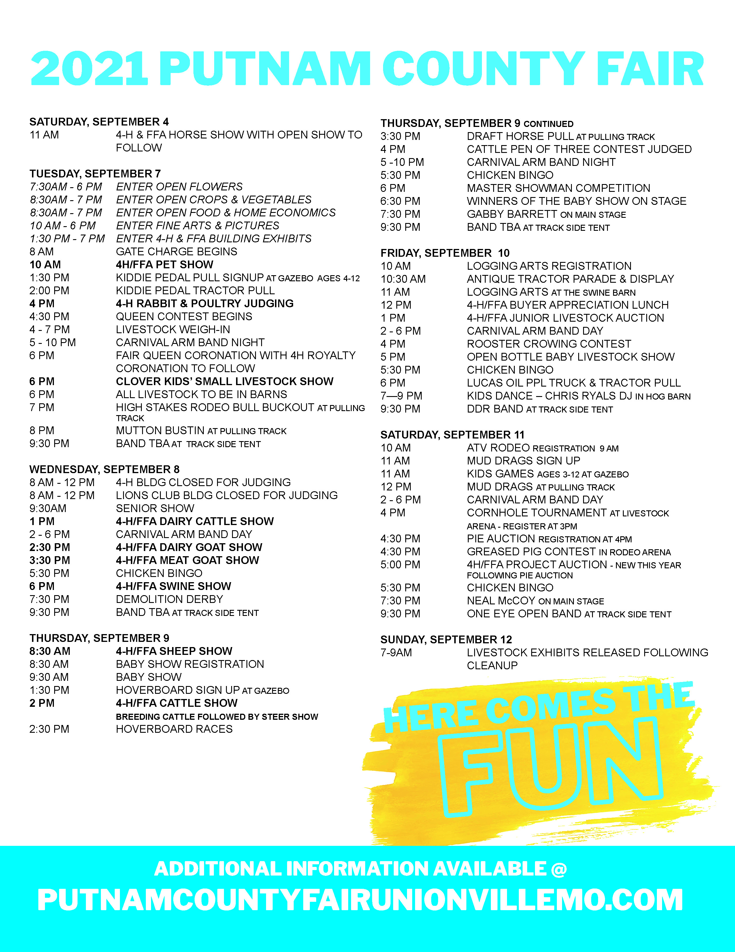 Putnam County Fair Schedule 2022 Home