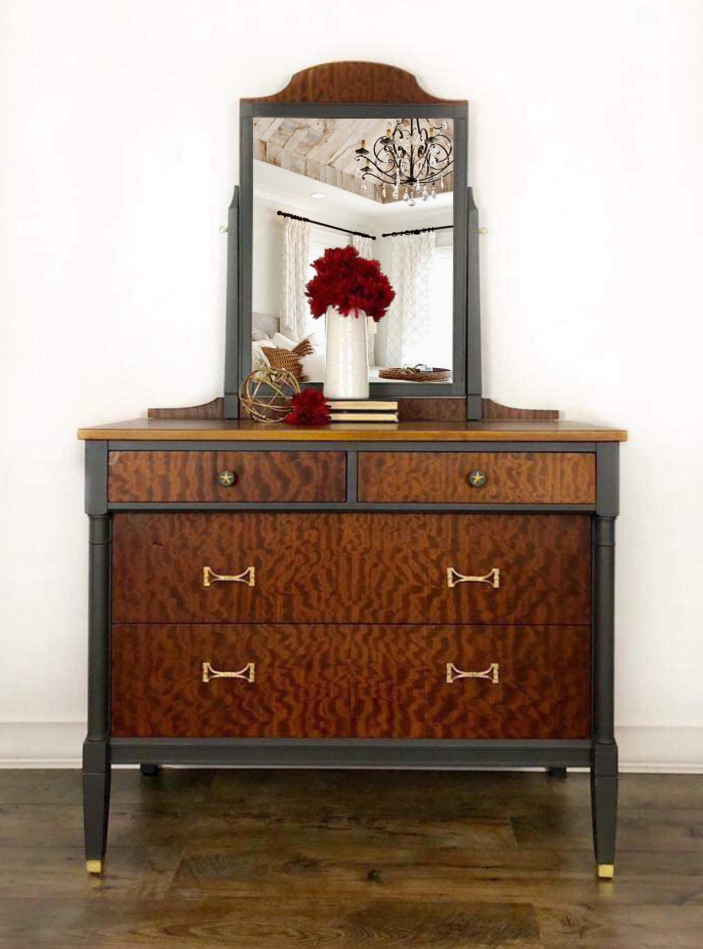 Vintage Tiger Wood Dresser 