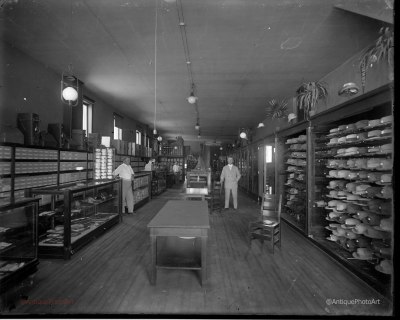 Interior of mens hat store 1910