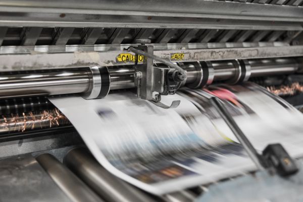 Newspaper being printed