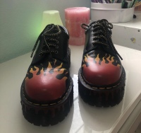 Hand painted Dr. Martens with drips on the sole