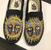 Hand painted Vans Slip-ons lots of detail.