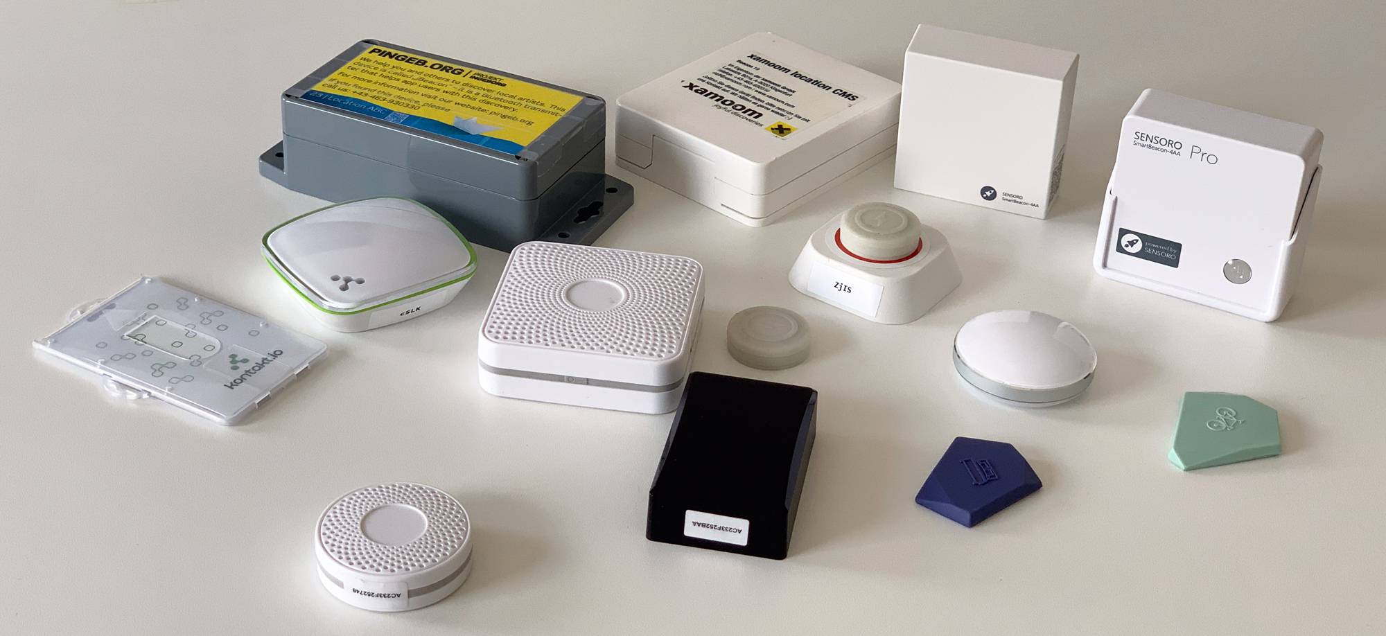 A selection of iBeacons that we used at xamoom for different projects