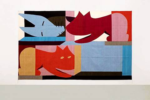 Drei bunte Hunde abstrakt gemalt Ulrike Müller (geb. 1971): Rug (las criaturas), 2021