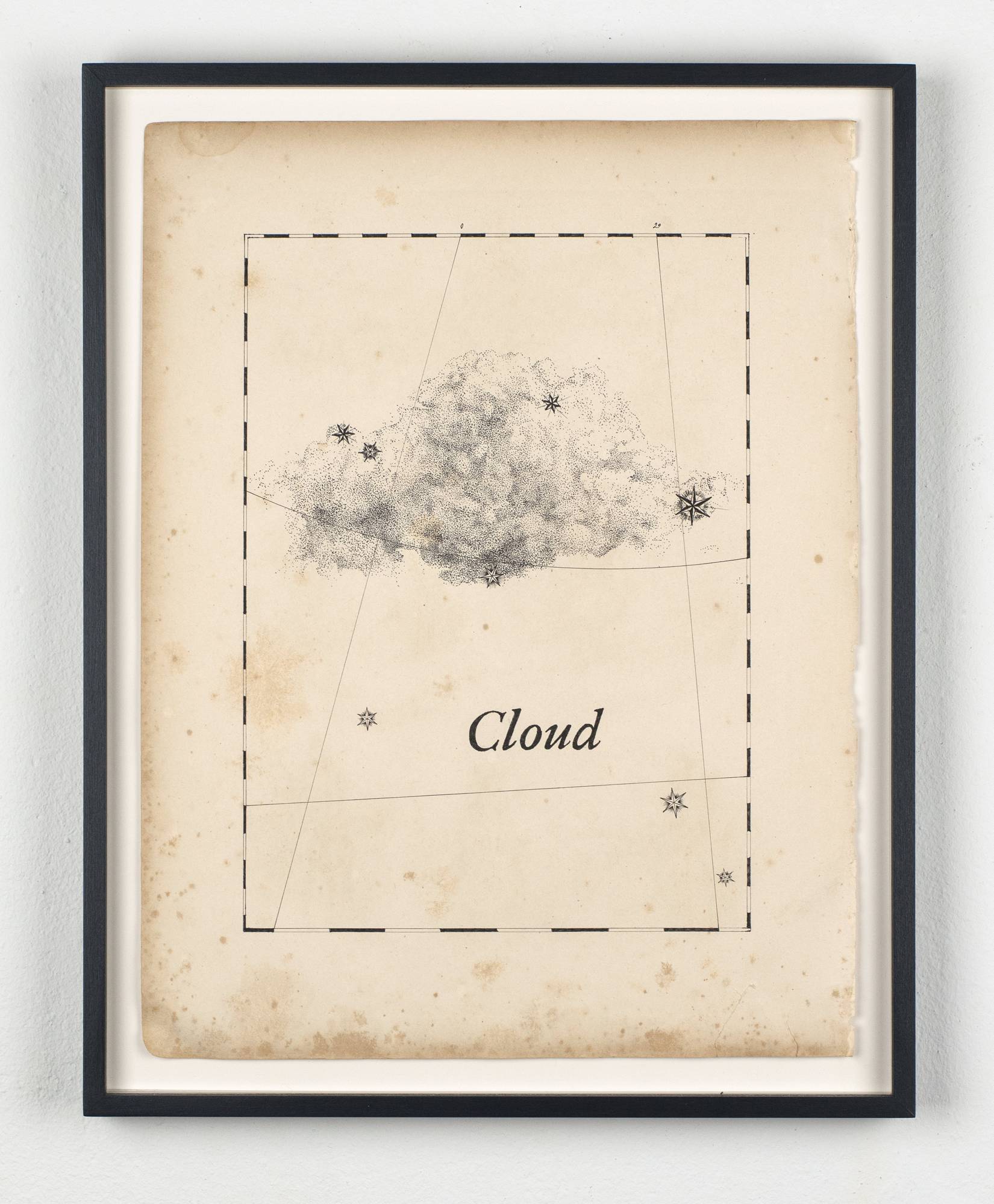 Cloud, 2021, Filzstift auf historischem Papier, 34 x 26 cm