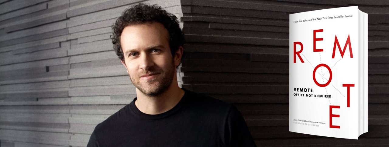 Image of Jason Fried with the book cover