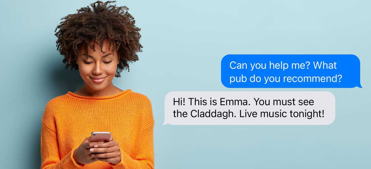 A woman typing useful texts to customers