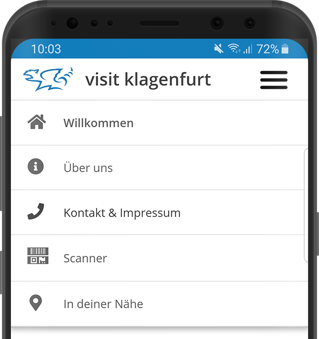 Das Menü im mobilen Webclient