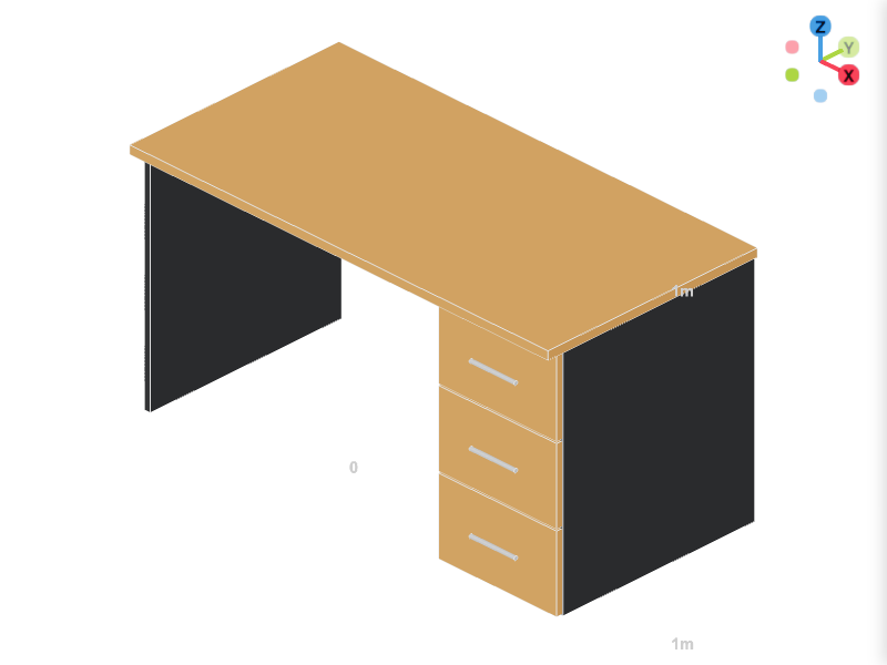 Office Desk with Pedestal 3D Configurator