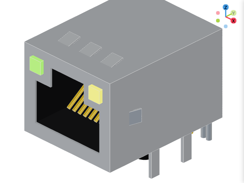 RJ45 MagJack with Integrated LEDs and Magnetics 3D Configurator