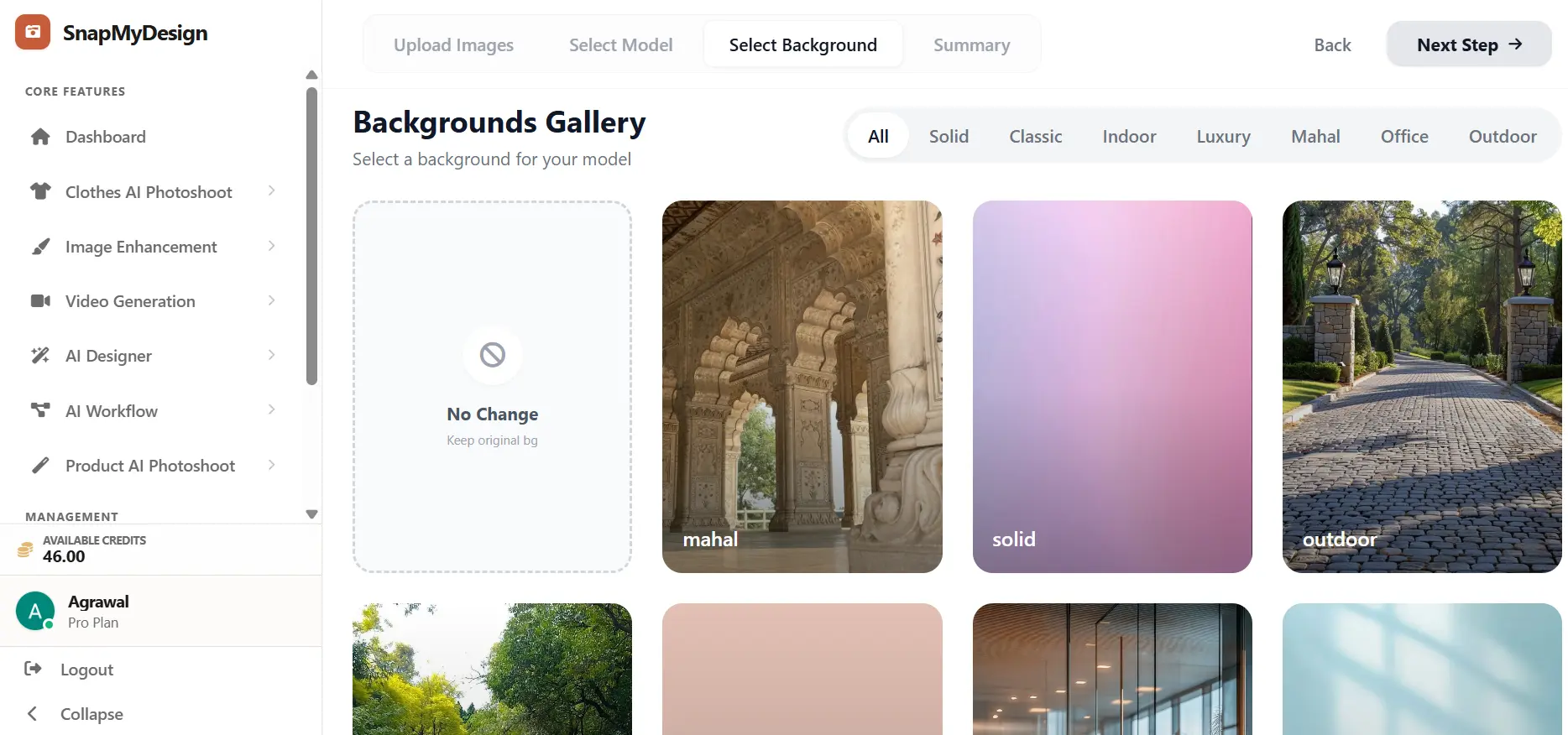AI Background selection