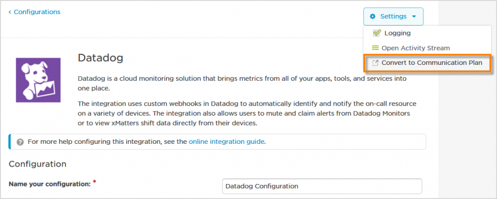 Convert your built-in enterprise integrations to Communication Plans.