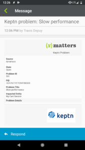 Keptn triggers the xMatters alert with contextual incident information.