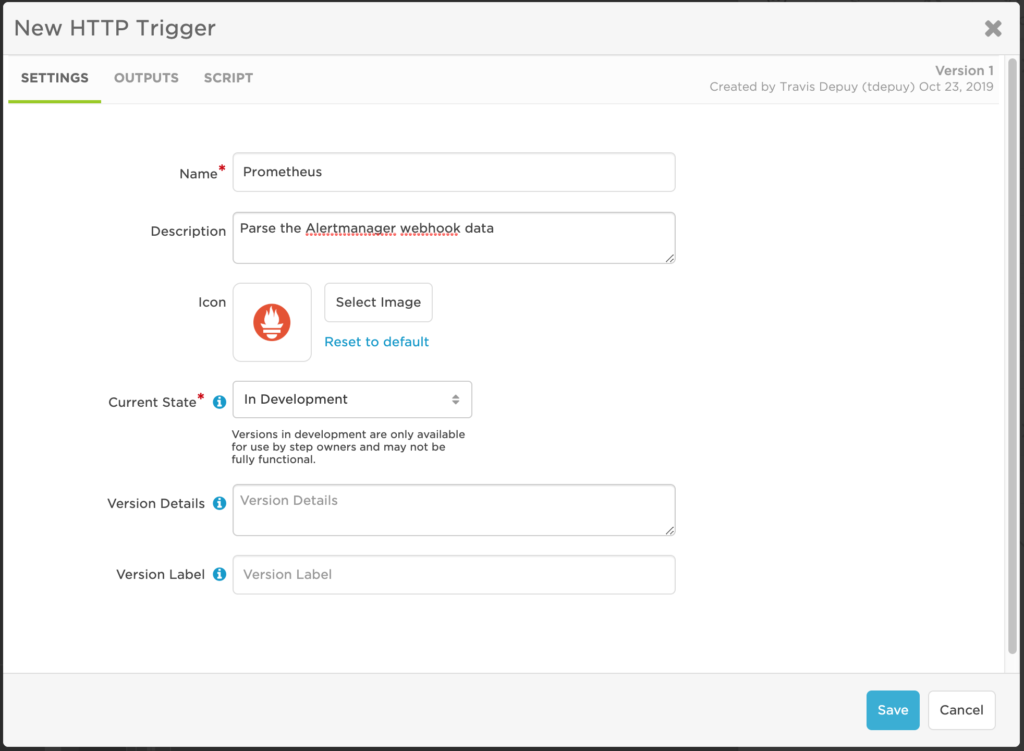 Here's how I click the Create HTTP Trigger button to bring up the new trigger dialog.