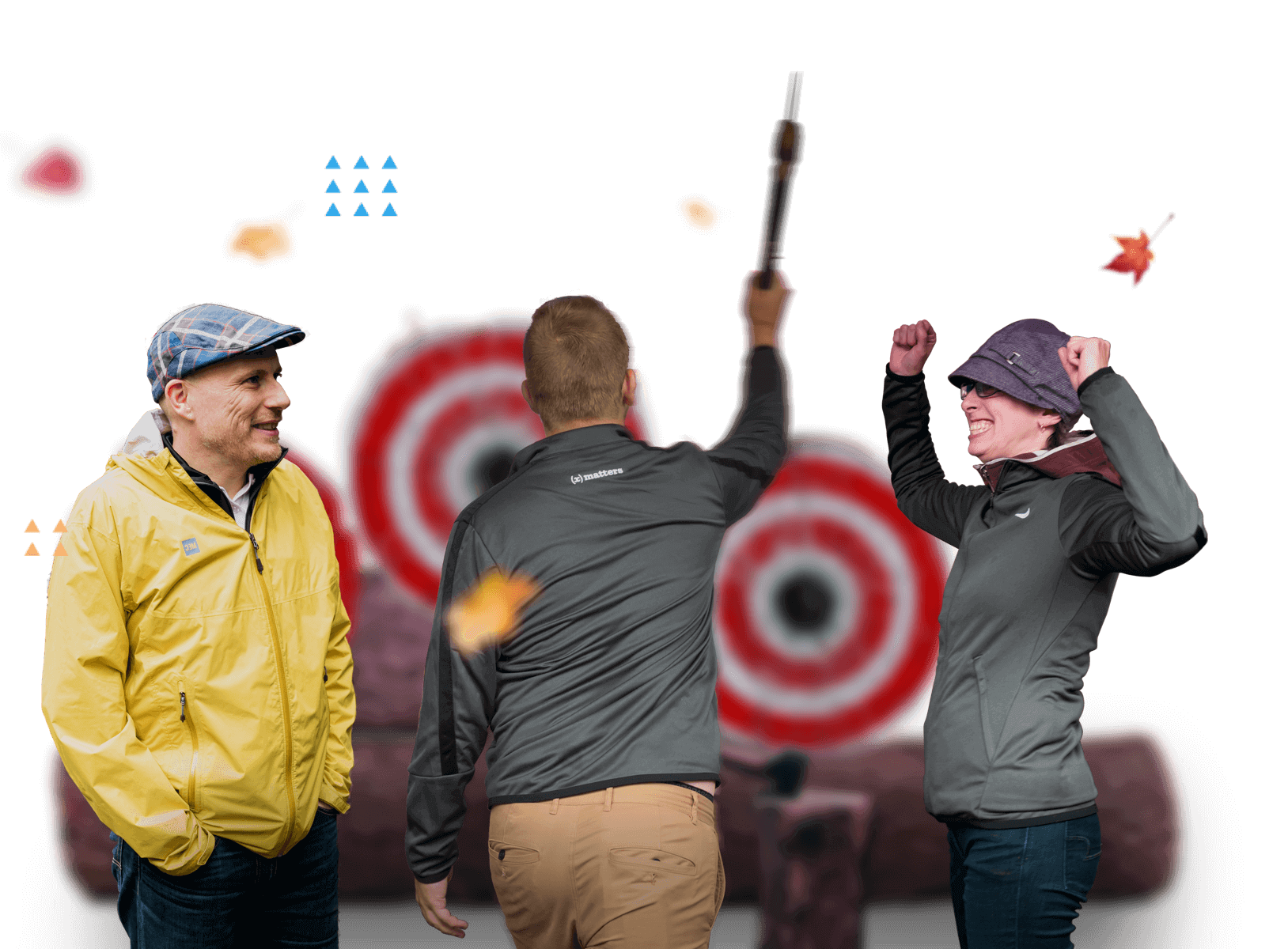xMatters employees having fun throwing axes