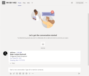 xMatters Major Incident Monitoring Alert in Microsoft Teams