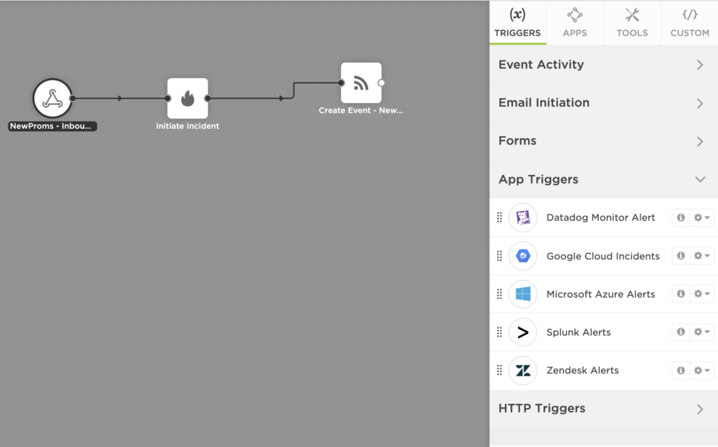 An image of a trigger in xMatters flow designer