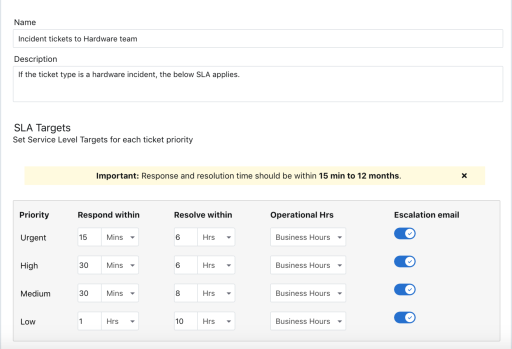 Freshservice Multiple SLA Policies