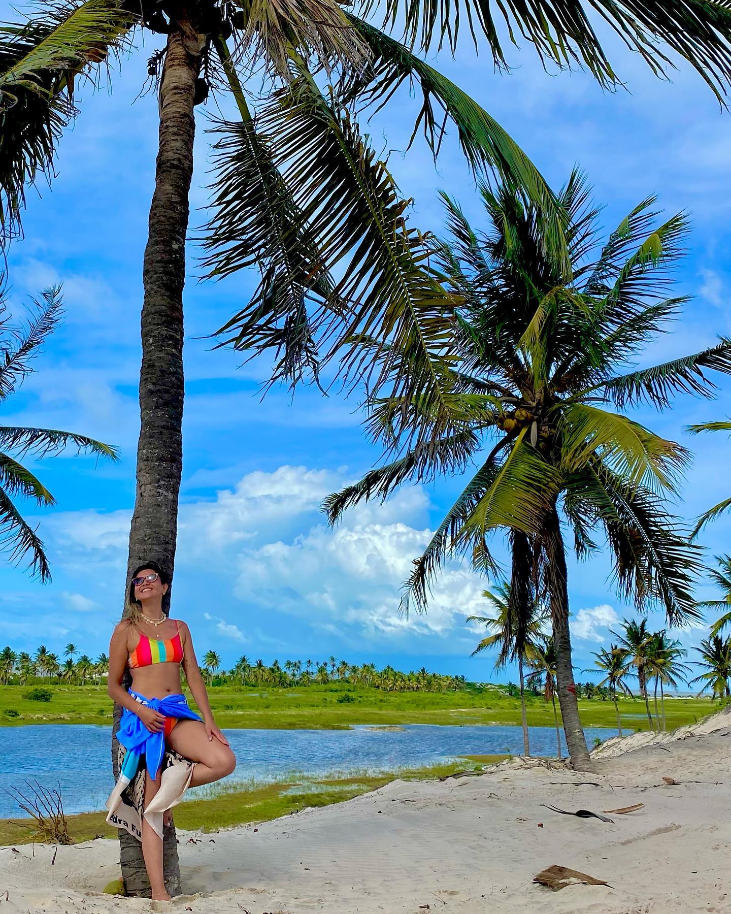Turista aproveitando sombra de coqueiro em Barrinha durante passeio privativo