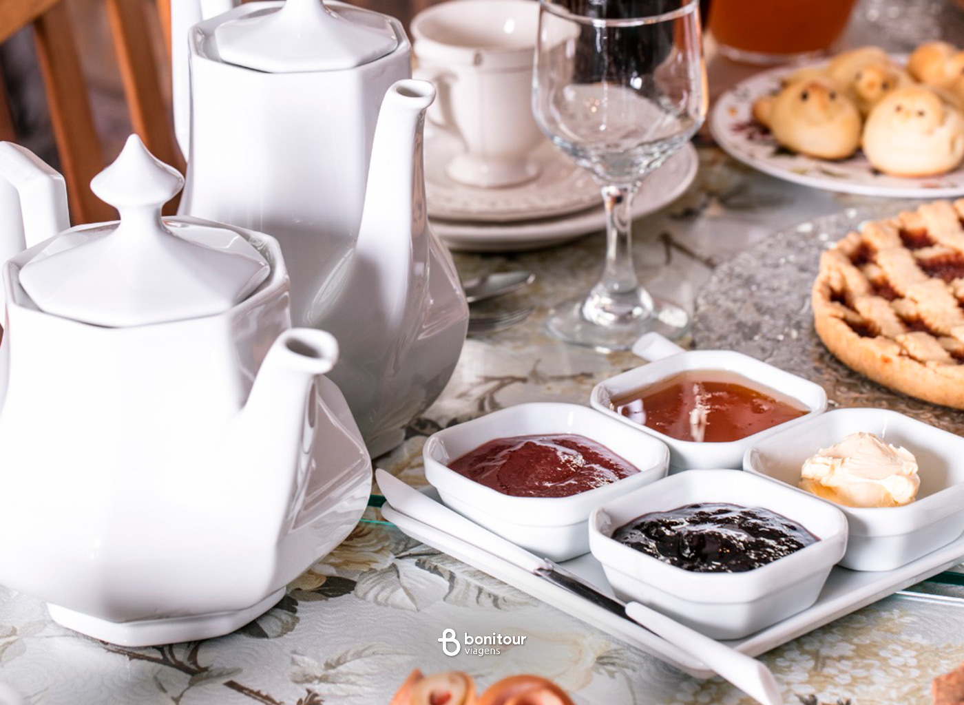 Mesa posta, do café colonial da Casa Fracalossi na Serra Gaúcha