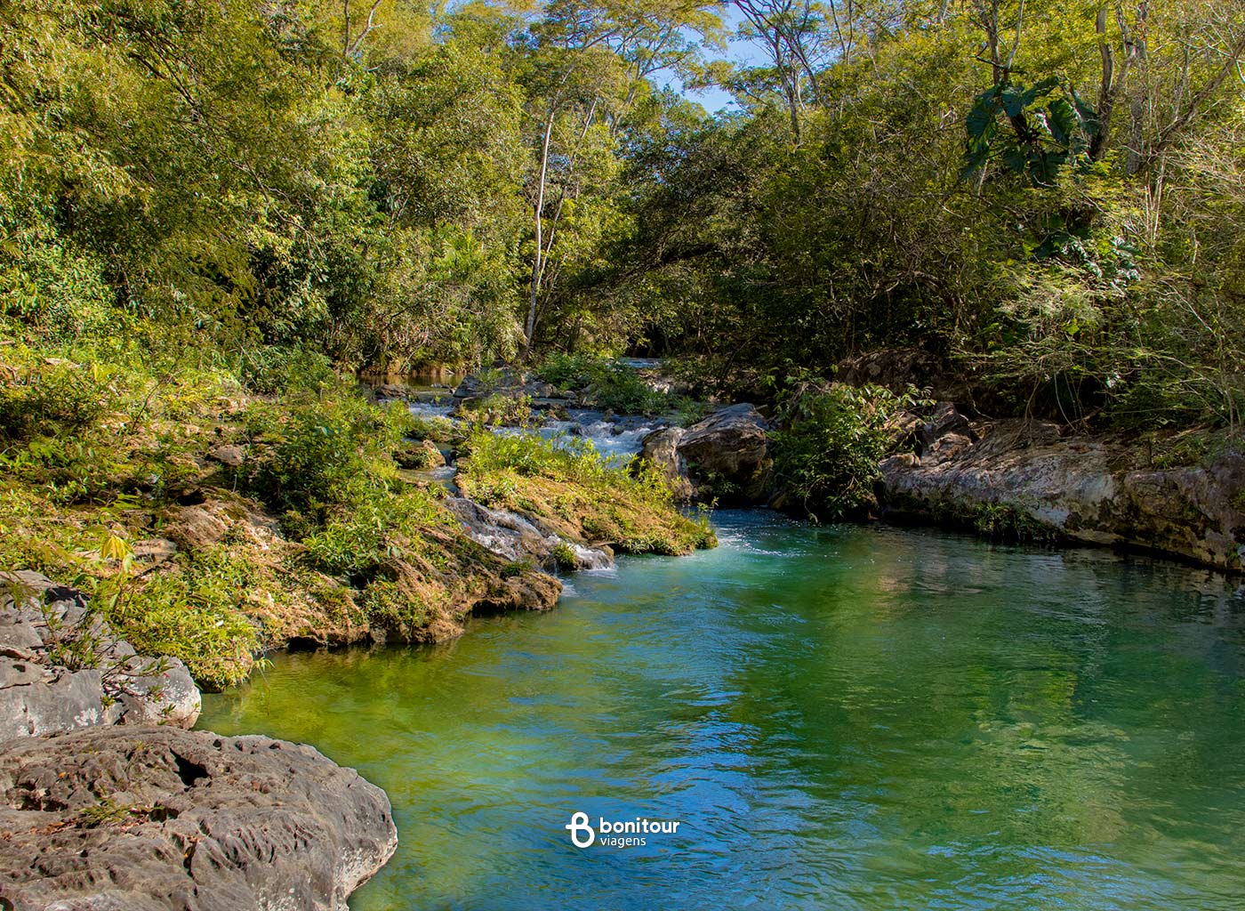 Rio Mimoso em passeio de cachoeira no Recanto das Águas de Bonito/Ms.