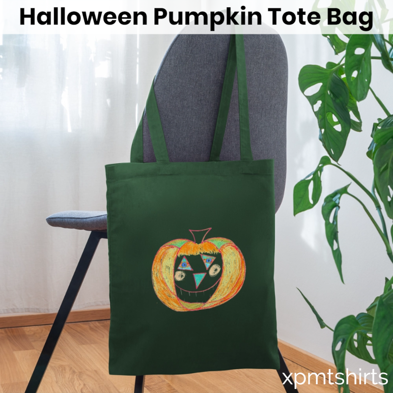 Halloween Pumpkin Forest Green Tote Bag