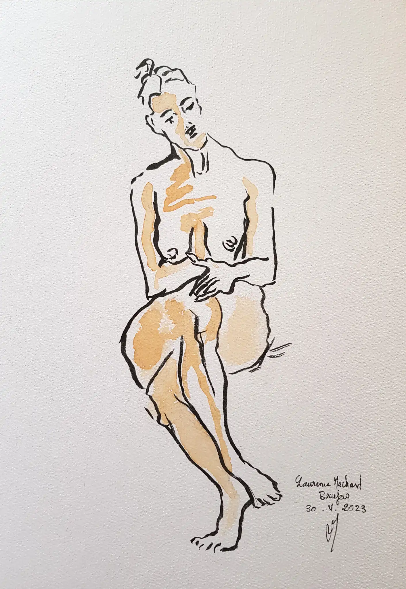 Laurence MACHARD BRUJAS, La pensive, Work On Paper