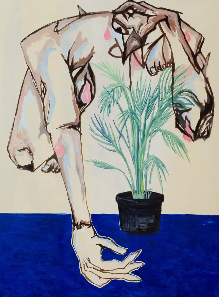 Pierre Saladin-Villani, Arecaceae au tapis bleu, Painting