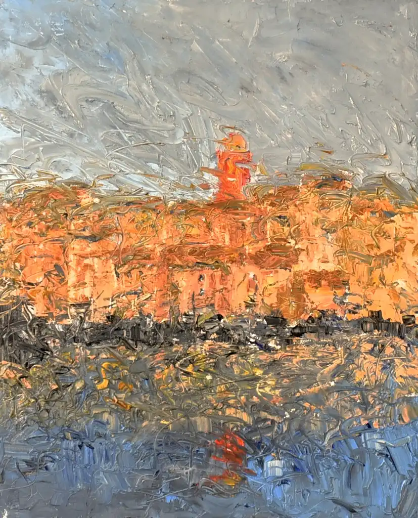 Michel DRASS, Saint Tropez: couché de soleil sur la ponche, Painting