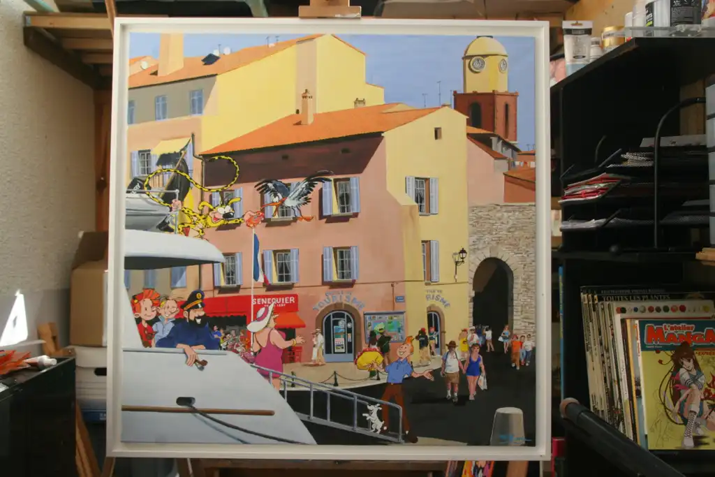 Philippe MARIN, Nos heros Belges à St Tropez, Painting