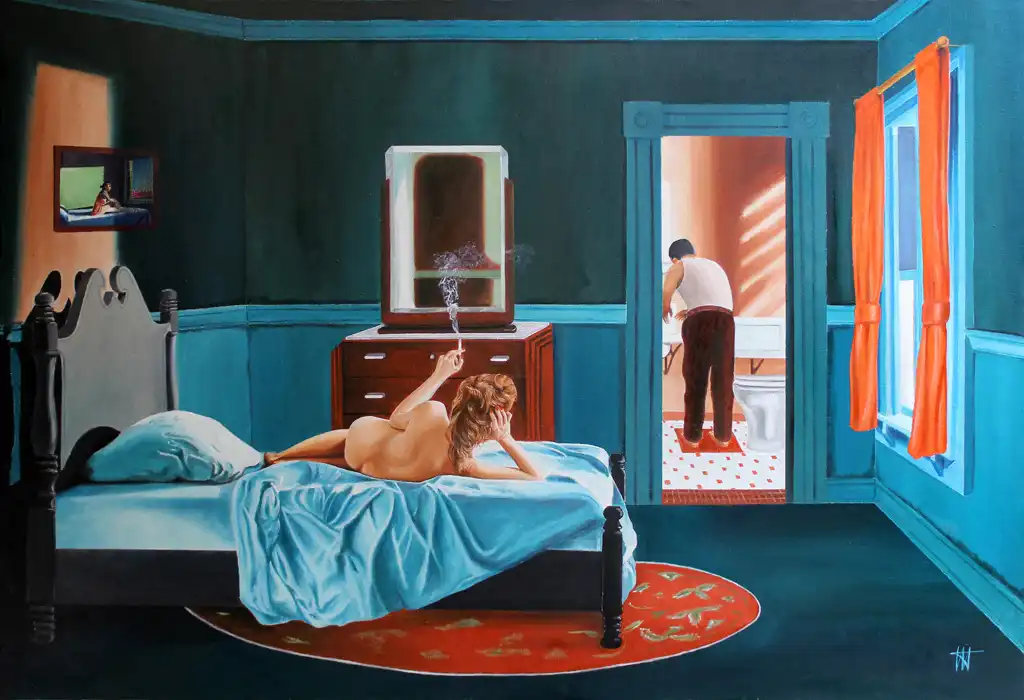 Jean Jacques VENTURINI, La chambre bleue, Painting