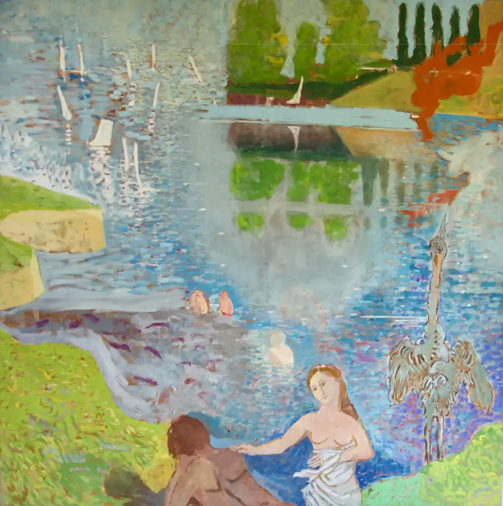 Marie SALLANTIN, Compagnie de Vénus, printemps. Hommage à Seurat, Painting