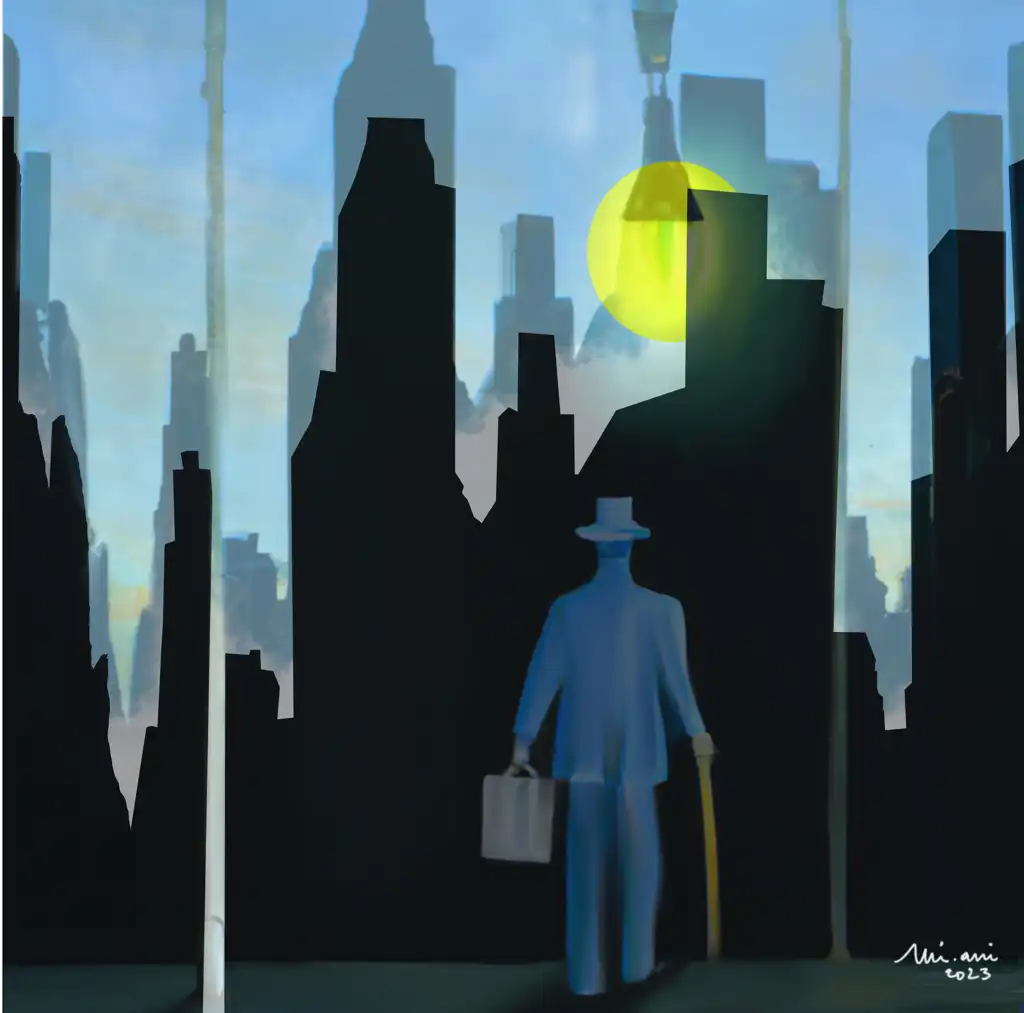 mi.ani, Promenade Temporelle à l'Aube à Manhattan, Painting