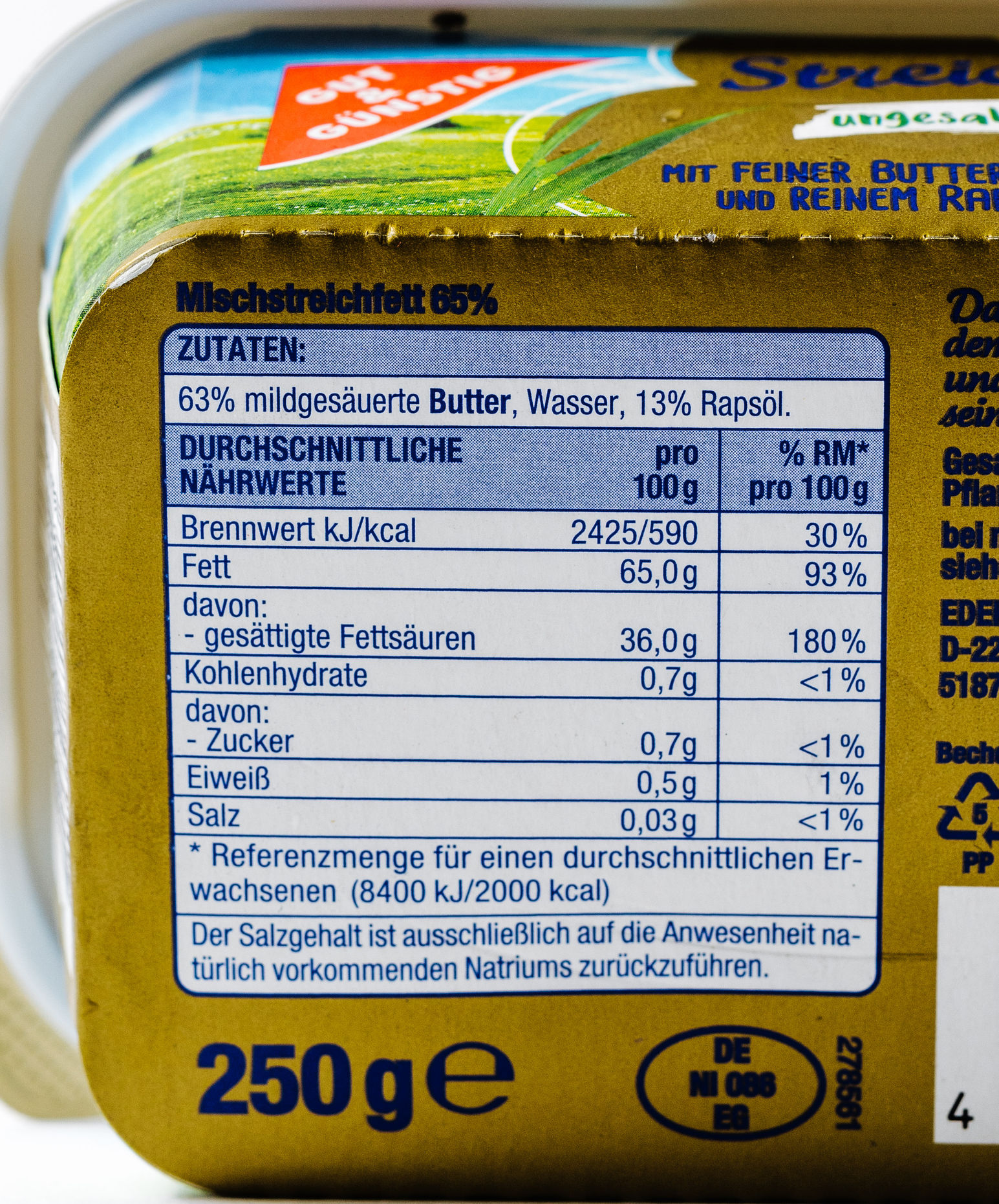 Gut & Günstig Ungesalzene Margarine