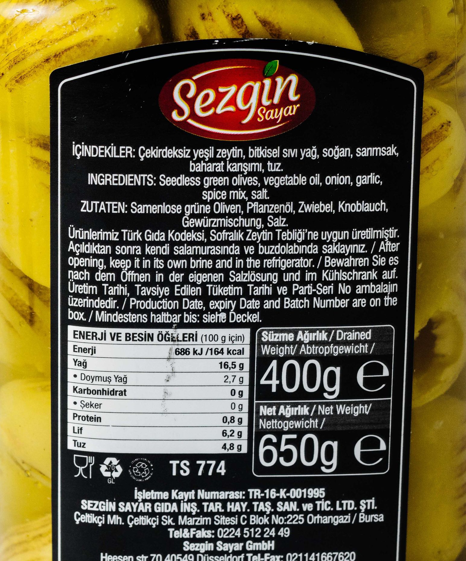 Sezgin Sayar Izgara Yeşil Zeytin