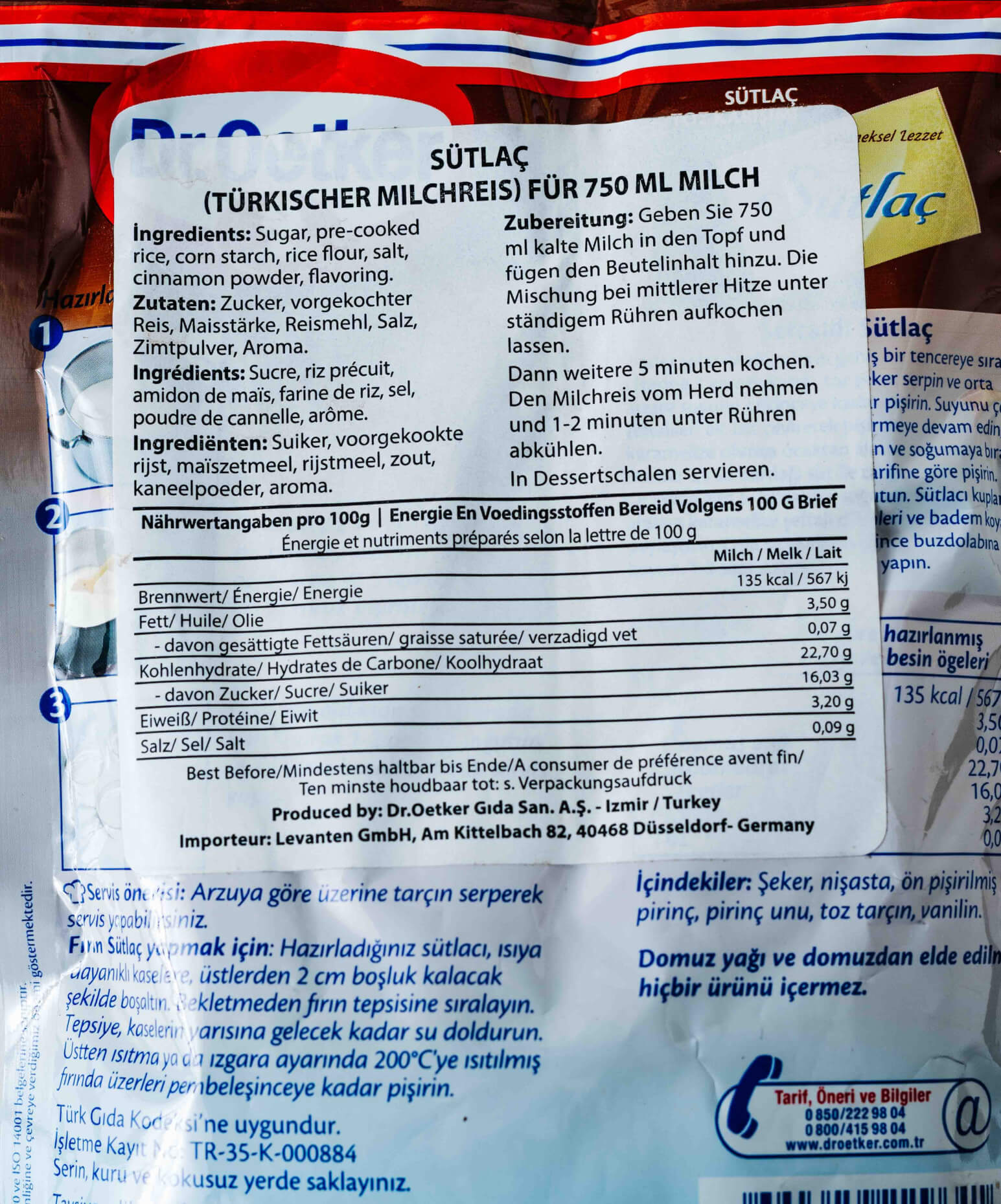 Dr. Oetker Sutlac Milk Rice Dessert Mix