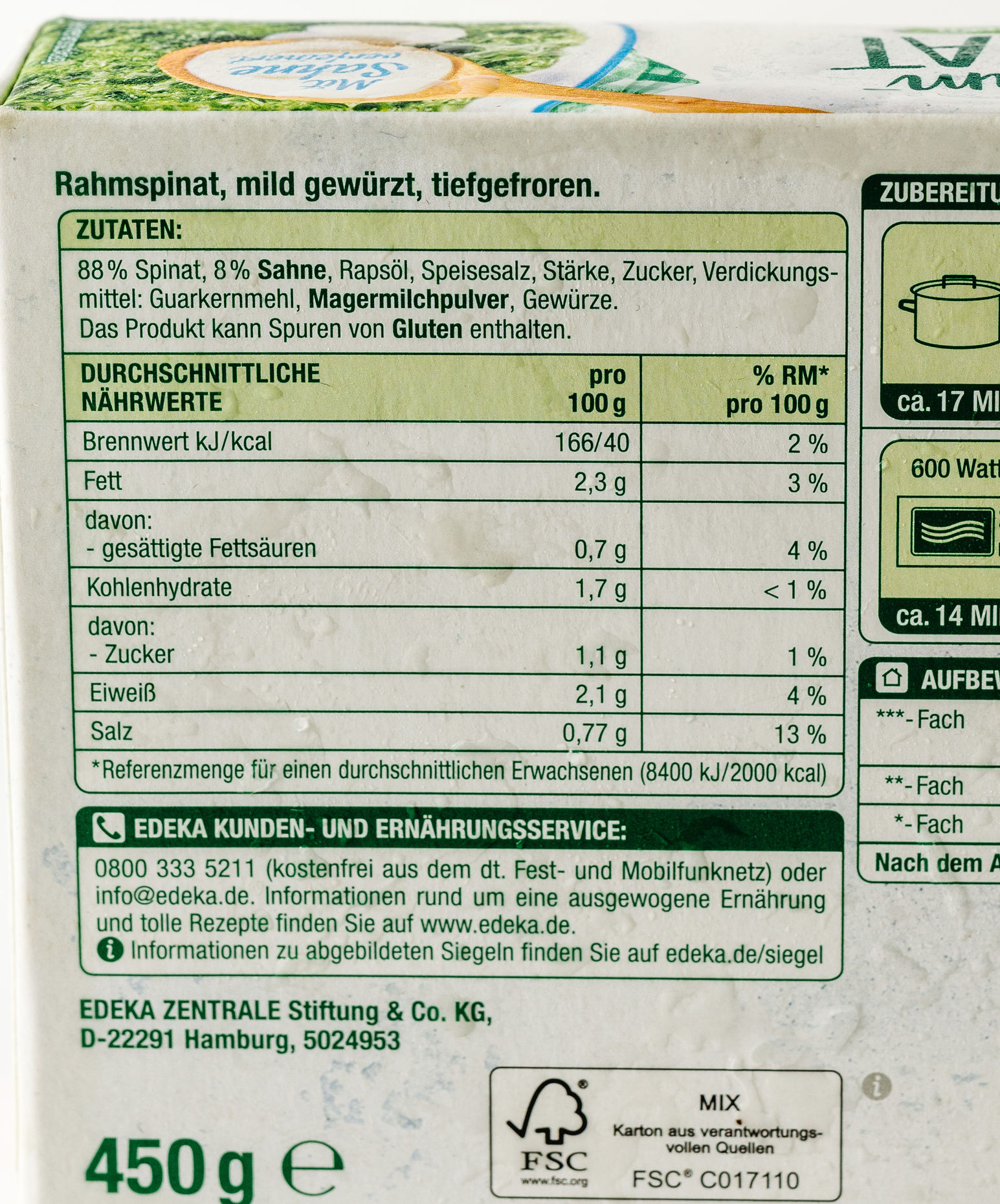 Gut & Günstig Frozen Spinach