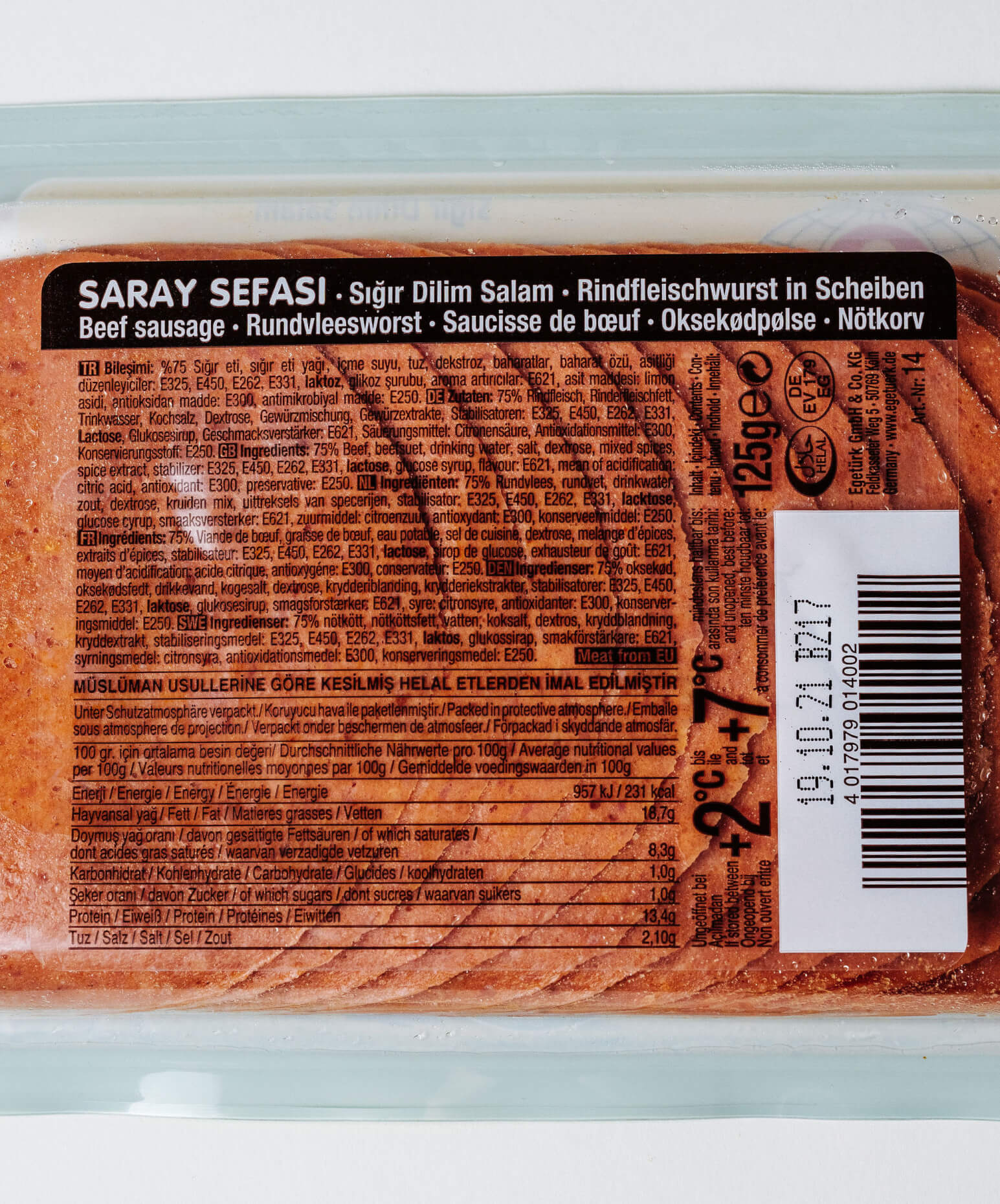 Egetürk Saray Sefası Rindfleischwurst in Scheiben