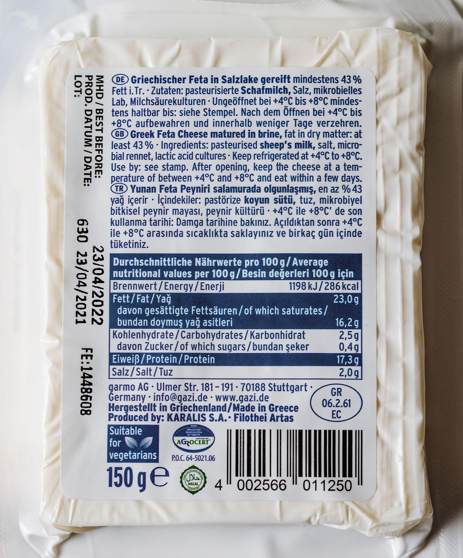 Gazi Feta Käse 43%