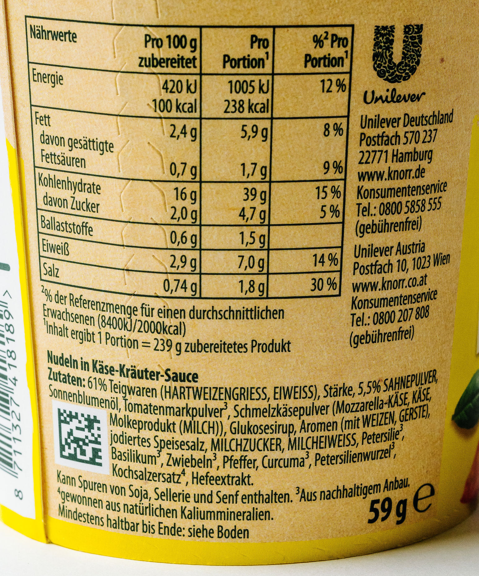 Knorr Pasta Snack Käse und Kräuter