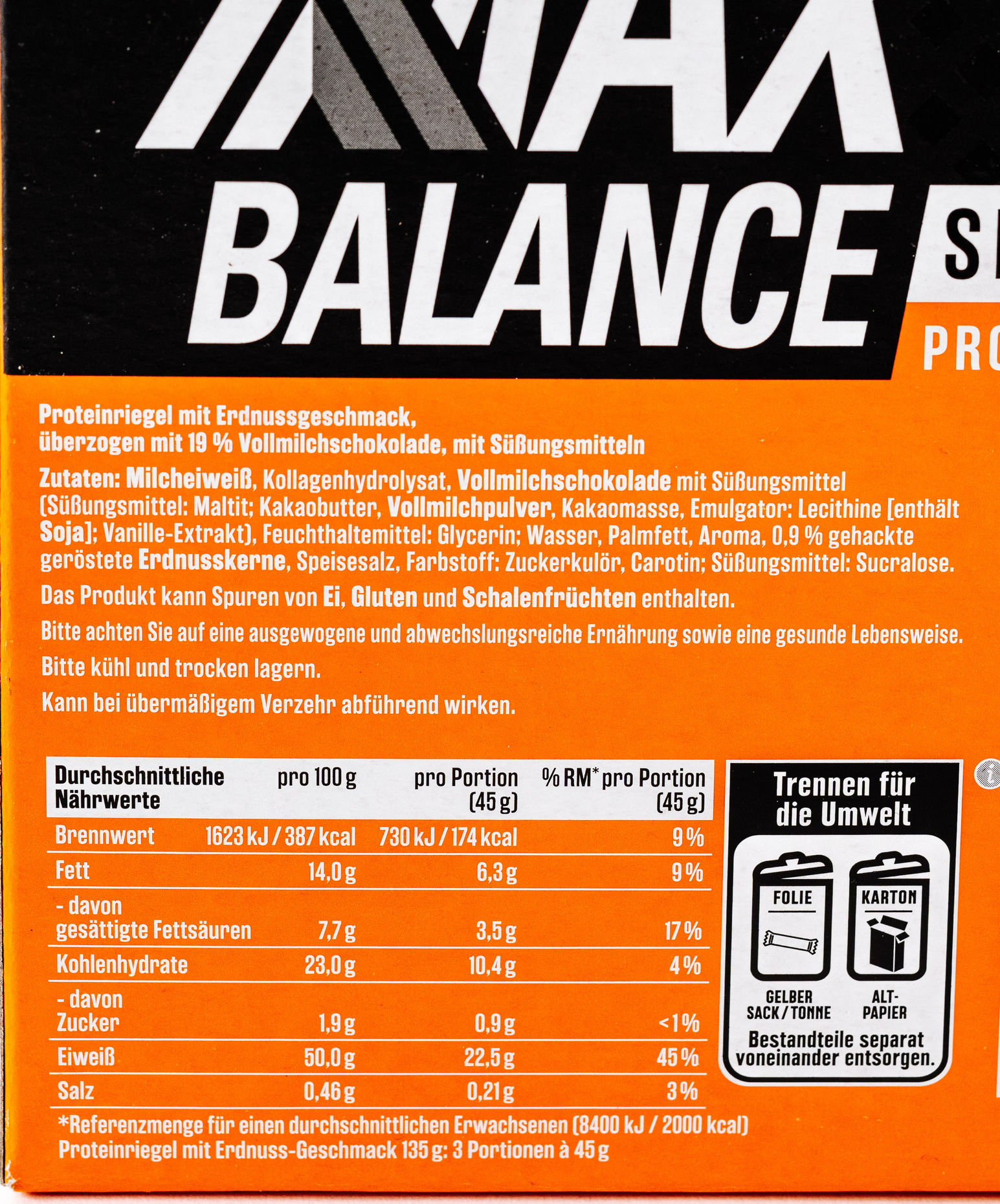 Max Balance Eiweißriegel mit Nüssen